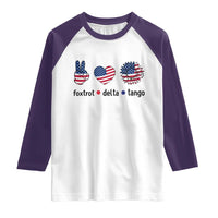 Funny Foxtrots Delta Tangos Raglan Shirt American Flag Peace Sign Heart Sunflower