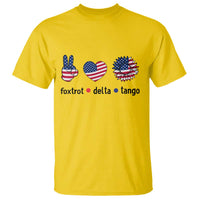 Funny Foxtrots Delta Tangos T Shirt American Flag Peace Sign Heart Sunflower