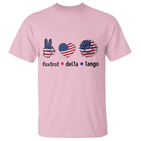Funny Foxtrots Delta Tangos T Shirt American Flag Peace Sign Heart Sunflower