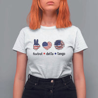 Funny Foxtrots Delta Tangos T Shirt For Women American Flag Peace Sign Heart Sunflower