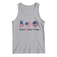Funny Foxtrots Delta Tangos Tank Top American Flag Peace Sign Heart Sunflower