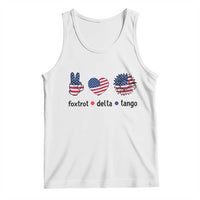 Funny Foxtrots Delta Tangos Tank Top American Flag Peace Sign Heart Sunflower