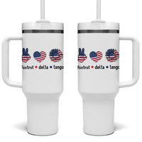 Funny Foxtrots Delta Tangos Tumbler With Handle American Flag Peace Sign Heart Sunflower