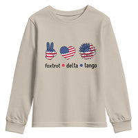 Funny Foxtrots Delta Tangos Youth Sweatshirt American Flag Peace Sign Heart Sunflower