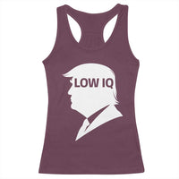 Low IQ Political Silhouette Profile Humor Racerback Tank Top Satirical Politics Subtle Hate