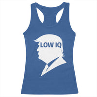 Low IQ Political Silhouette Profile Humor Racerback Tank Top Satirical Politics Subtle Hate