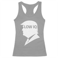 Low IQ Political Silhouette Profile Humor Racerback Tank Top Satirical Politics Subtle Hate