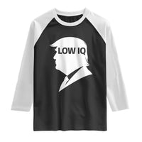 Low IQ Political Silhouette Profile Humor Raglan Shirt Satirical Politics Subtle Hate