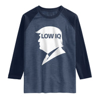 Low IQ Political Silhouette Profile Humor Raglan Shirt Satirical Politics Subtle Hate