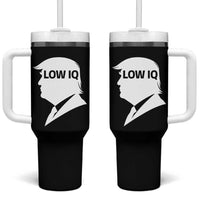 Low IQ Political Silhouette Profile Humor Tumbler With Handle Satirical Politics Subtle Hate