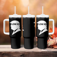 Low IQ Political Silhouette Profile Humor Tumbler With Handle Satirical Politics Subtle Hate