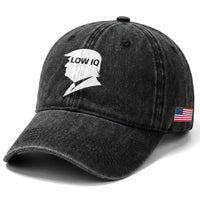 Low IQ Political Silhouette Profile Humor Washed Cotton Baseball Cap Satirical Politics Subtle Hate