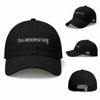 25th Amendment Now Minimalist Typography Graphic Baseball Cap Political Satire Patriotic American Flag