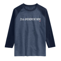 25th Amendment Now Minimalist Typography Graphic Raglan Shirt Political Satire Patriotic American Flag