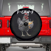 F-CAW-F Sarcastic Chicken Drinking Coffee Spare Tire Cover Funny Morning Mood Grumpy Hen Iced Coffee Lover