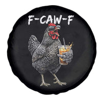 F-CAW-F Sarcastic Chicken Drinking Coffee Spare Tire Cover Funny Morning Mood Grumpy Hen Iced Coffee Lover