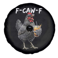 F-CAW-F Sarcastic Chicken Drinking Coffee Spare Tire Cover Funny Morning Mood Grumpy Hen Iced Coffee Lover