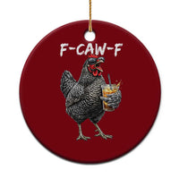 F-CAW-F Sarcastic Chicken Drinking Coffee Ceramic Ornament Funny Morning Mood Grumpy Hen Iced Coffee Lover