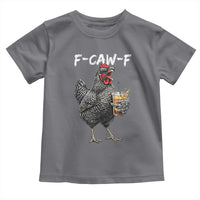 F-CAW-F Sarcastic Chicken Drinking Coffee Toddler T Shirt Funny Morning Mood Grumpy Hen Iced Coffee Lover