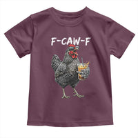 F-CAW-F Sarcastic Chicken Drinking Coffee Toddler T Shirt Funny Morning Mood Grumpy Hen Iced Coffee Lover