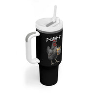 F-CAW-F Sarcastic Chicken Drinking Coffee Tumbler With Handle Funny Morning Mood Grumpy Hen Iced Coffee Lover
