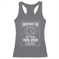 Historic Mother Road Highway 66 Racerback Tank Top Centennial 1926-2026 Classic Gas Pump Filigree Graphic