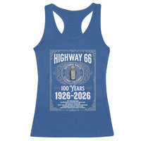 Historic Mother Road Highway 66 Racerback Tank Top Centennial 1926-2026 Classic Gas Pump Filigree Graphic