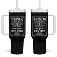 Historic Mother Road Highway 66 Tumbler With Handle Centennial 1926-2026 Classic Gas Pump Filigree Graphic