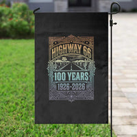America Highway 66 100 Years Centennial 1926-2026 Garden Flag Retro Desert Horizon The Mother Road Colorful Graphic