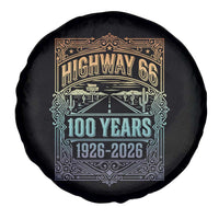 America Highway 66 100 Years Centennial 1926-2026 Spare Tire Cover Retro Desert Horizon The Mother Road Colorful Graphic