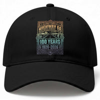 America Highway 66 100 Years Centennial 1926-2026 Baseball Cap Retro Desert Horizon The Mother Road Colorful Graphic