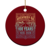America Highway 66 100 Years Centennial 1926-2026 Ceramic Ornament Retro Desert Horizon The Mother Road Colorful Graphic