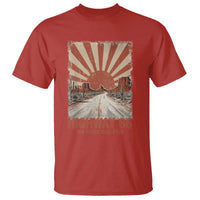 Highway 66 Main Street of America Sunset Horizon T Shirt Centennial 1926-2026 Retro Desert Sunburst Graphic