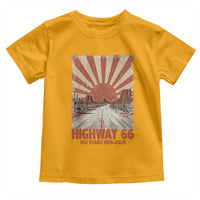 Highway 66 Main Street of America Sunset Horizon Toddler T Shirt Centennial 1926-2026 Retro Desert Sunburst Graphic