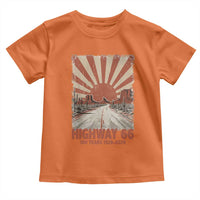 Highway 66 Main Street of America Sunset Horizon Toddler T Shirt Centennial 1926-2026 Retro Desert Sunburst Graphic