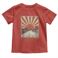 Highway 66 Main Street of America Sunset Horizon Toddler T Shirt Centennial 1926-2026 Retro Desert Sunburst Graphic
