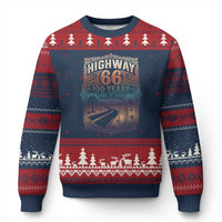 Highway 66 100 Years of the Mother Road Ugly Christmas Sweater Centennial 1926-2026 Desert Oasis Retro Rainbow Graphic