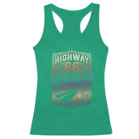 Highway 66 100 Years of the Mother Road Racerback Tank Top Centennial 1926-2026 Desert Oasis Retro Rainbow Graphic
