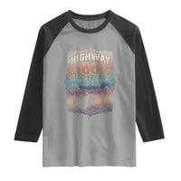 Highway 66 100 Years of the Mother Road Raglan Shirt Centennial 1926-2026 Desert Oasis Retro Rainbow Graphic