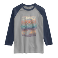 Highway 66 100 Years of the Mother Road Raglan Shirt Centennial 1926-2026 Desert Oasis Retro Rainbow Graphic