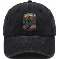 Highway 66 100 Years of the Mother Road Washed Cotton Baseball Cap Centennial 1926-2026 Desert Oasis Retro Rainbow Graphic