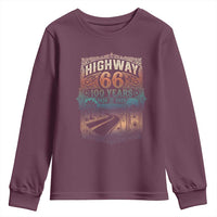 Highway 66 100 Years of the Mother Road Youth Sweatshirt Centennial 1926-2026 Desert Oasis Retro Rainbow Graphic