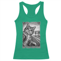 Funny Road Trip Cat Selfie with Highway 66 Racerback Tank Top Centennial 1926-2026 Historic Highway Humor