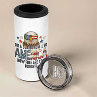 Patriotic Bald Eagle 4 in 1 Can Cooler Tumbler How Free Are You Tonight 4th of July