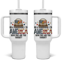 Patriotic Bald Eagle Tumbler With Handle How Free Are You Tonight 4th of July