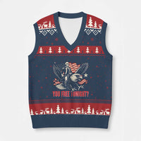 George Washington Rides Bald Eagle V-Neck Knit Sweater Vest You Free Tonight Patriotic 4th of July - Wonder Print Shop