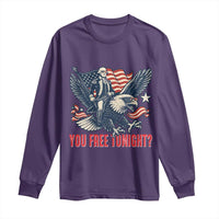 George Washington Rides Bald Eagle Long Sleeve Shirt You Free Tonight Patriotic 4th of July