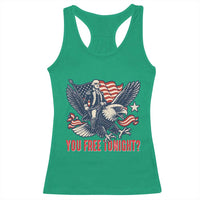 George Washington Rides Bald Eagle Racerback Tank Top You Free Tonight Patriotic 4th of July
