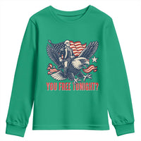 George Washington Rides Bald Eagle Youth Sweatshirt You Free Tonight Patriotic 4th of July