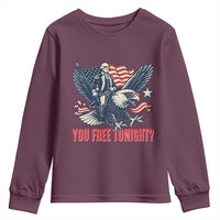 George Washington Rides Bald Eagle Youth Sweatshirt You Free Tonight Patriotic 4th of July
